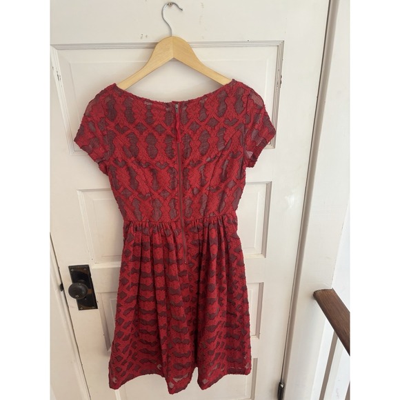 Antropologie Moulinette‎ Soeurs Rubied Lace Rouge Red Dress Knee Length Size 0 - Picture 8 of 9